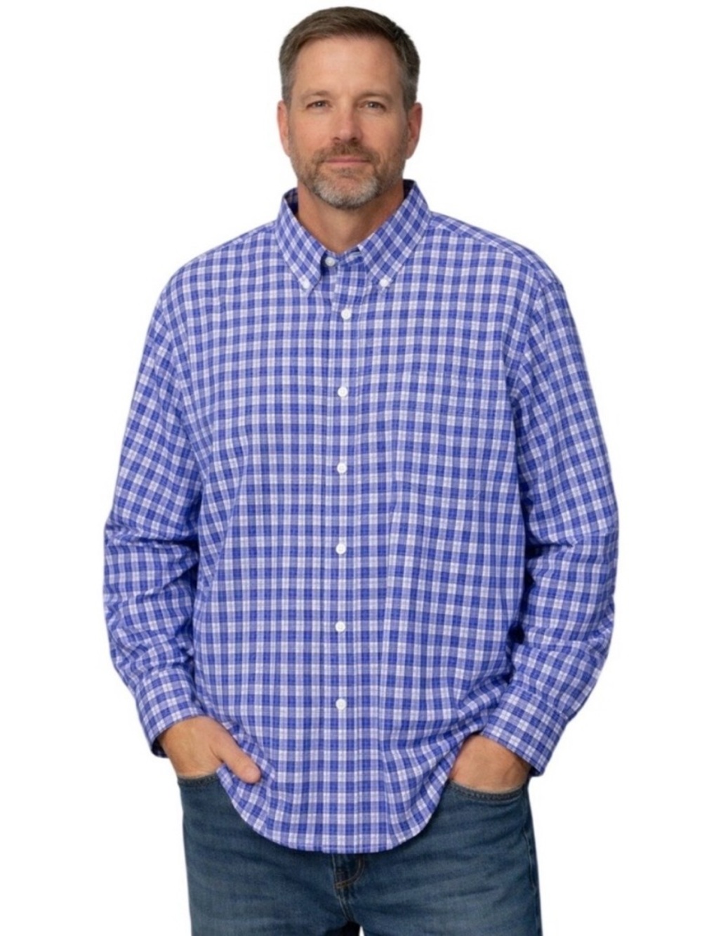 Jos. A. Bank Plaid Button Down Dress Shirt Wrinkle Resistant Wedding Guest XXL